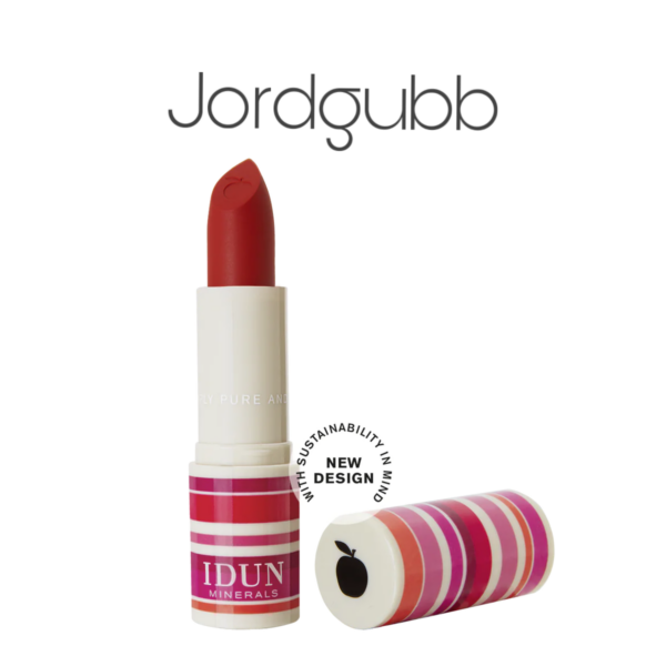 Idun-Minerals-matte-lipstick-jordgubb