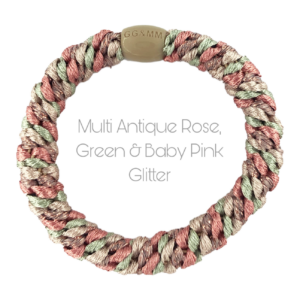 Haarelastik-antique-rose-green-baby-pink-glitter